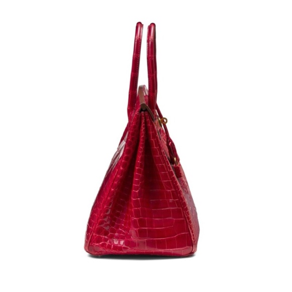 Hermès Braise Shiny Porosus Crocodile Birkin 35 Gold Hardware - Picture 4 of 7